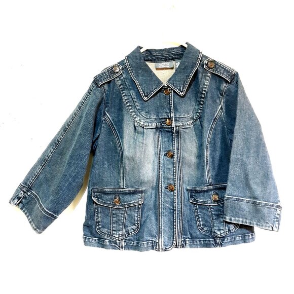 Motto Denim Jacket Button Details & Front Pockets Medium Wash Size Juniors XL - Picture 1 of 7